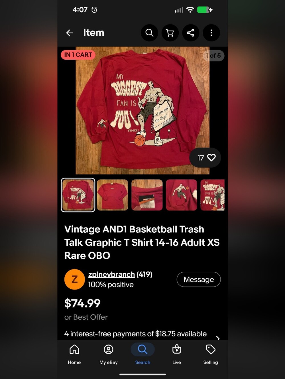 🏀 AND1 🏀 Vintage Y2K   "All-Over Print" (AOP) Streetball T-shirt (Unworn) - Picture 12 of 12